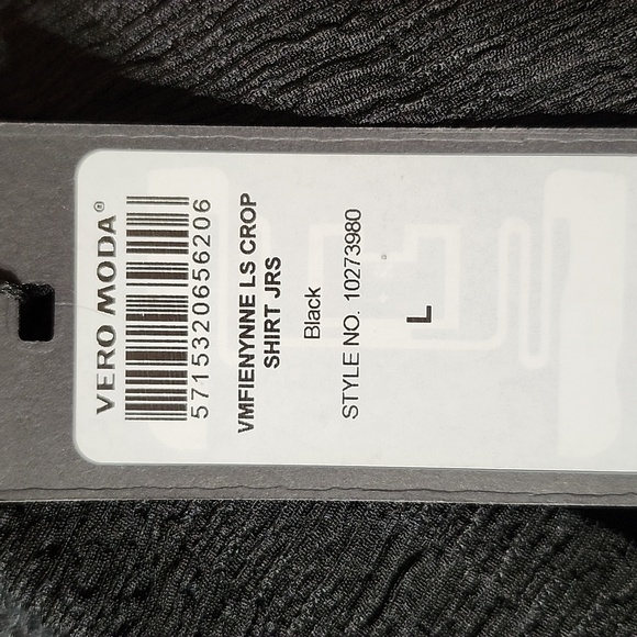 NEVER WORN Vera Moda size L black stretchy long-sleeved collared blouse - Picture 9 of 9